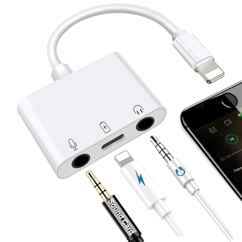 Sanjyut Microphone & 3.5mm Headphone Adapter for iPhone Microphone Adapter for Live-Streaming with...