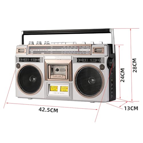 Lettore di cassette portatile con radio AM/FM, registrazione USB/SD, altoparlanti integrati per gli amanti della musica e l'ascolto nostalgico