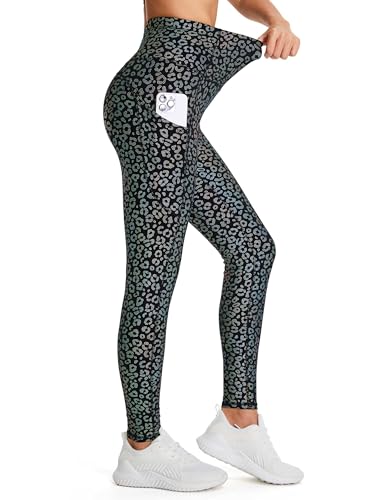 Image of THE GYM PEOPLE Thick High Waist Yoga Pants with Pockets, Tummy Control Workout Running Yoga Leggings for Women