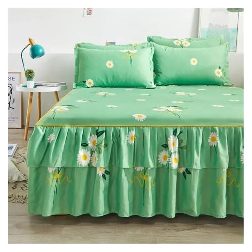 ZRHWSPD Falda de Cama 1 Funda de Cama de Talla Grande con diseño de Flores rotas, versión con Encaje de la Falda de Cama Individual y Doble (sin Funda de Almohada)(Style C,1PC 150cmx200cm)