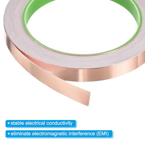 Image of PATIKIL Copper Foil Tape 0.47 Inch x 33 Feet 0.05mm Thick Double Sided Conductive Adhesive EMI Shielding for Electronics, Circuits, Grounding