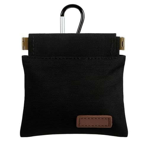 LIQWEI Leckerlibeutel für Hunde, Freihändige Futterbeutel Hundetraining mit Automatischem Verschluss, Kleine Hundeleckerlitasche mit Karabiner Welpen Leckerlitasche für Hundetraining (Schwarz)