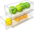 2 Pack Stackable Refrigerator Drawers Pull Out Bins Clear Fridge Drawer Organizer Food Storage Containers Plastic Veggie Fruit Produce Saver for Pantry Kitchen Freezer(M)