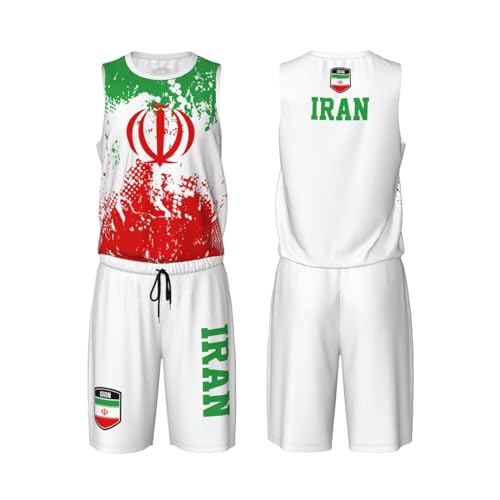 Iran Flag Grain (1) Basketball Jersey Uniform Suit for Men Adults Training Athletic Set