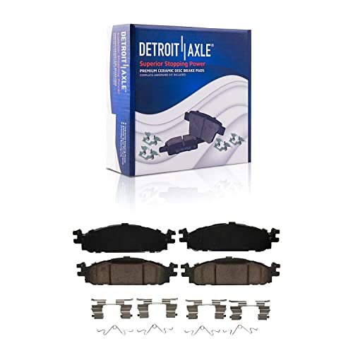 Image of Detroit Axle - 12.8 inch (325mm) Front Drilled Rotors & Brake Pads + 20pc Wheel | Lug Nuts Replacement for Ford Flex Taurus Lincoln MKT MKS - 24pc Set
