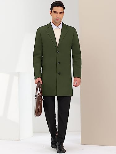 Image of Lars Amadeus Men's Trench Coat Notch Lapel Single Breasted Classic Long Pea Coats Overcoat