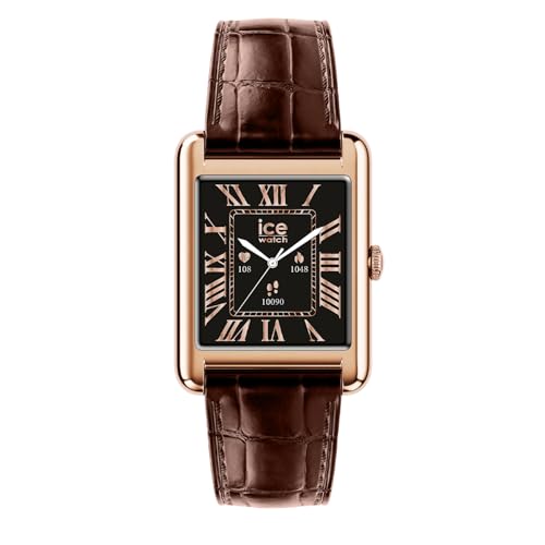 ICE-WATCH - Ice Smart TKS 2.0 Rose-Gold Brown Croco - Montre connectée Rose-Gold pour Femme avec Bracelet en Cuir - 025382 (1,41 Pouces)