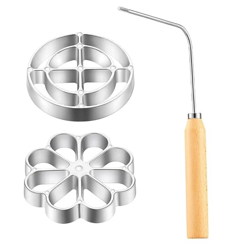 Conjunto de fabricantes de churro de 3pcs, fabricante de galletas de aleación de aluminio de grado alimenticio con manija, pétal sin palo y juego de cortador de arcilla de forma hueca redonda, pastel