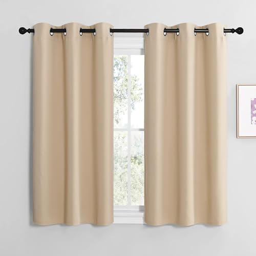 NICETOWN Rideaux Thermiques Panneaux Décoration de Petite Fenêtre à Oeillets Tissu Doux Lumineux Bloquer pour Chambre Maison Cuisine, L 107 x H 120 cm,...