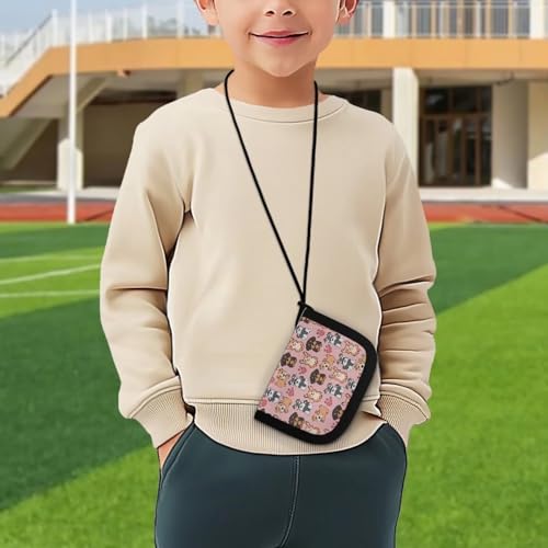 COEQINE Dog Paw Print Girls Wallet for Kids 4-6 Pink Small Coin Purse With Lanyard for Travel Birthday Trifold Novelty Wallet Front Pocket3