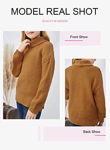 Dokotoo Girls Winter Warm Cute Turtleneck Long Sleeve Sweaters Comfy Chunky Knit Solid Color Pullover Kids Sweater Tops 2021 Fashion Khaki 8-9 Years #TOP3