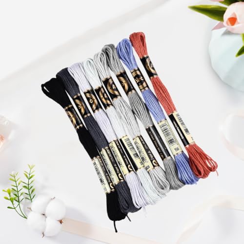 Image of 8 Skeins 6 Strands Colorful Embroidery Floss Variegated Cross Stitch Thread Polyester Gradient Friendship Bracelet String Yarn Threads Bulk for Sewing Jewelry Craft Crochet Cloth Bracelets