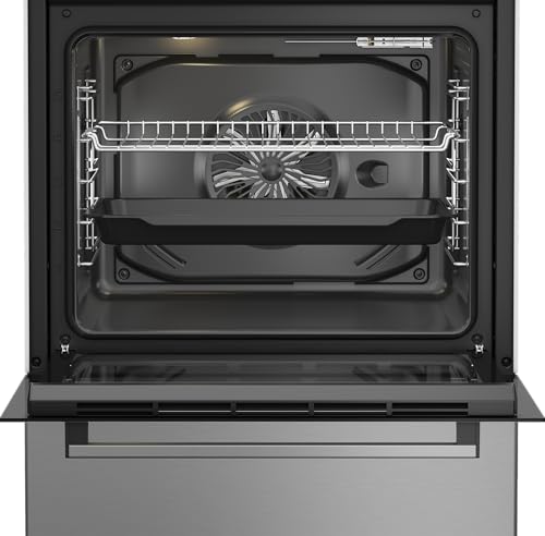 Beko FBM67320XS freistehender Herd, 60 cm Backofen, 72 l Volumen, Dampfreinigung SteamShine, 8 Heizarten, Multifunktionsofen, Edelstahl