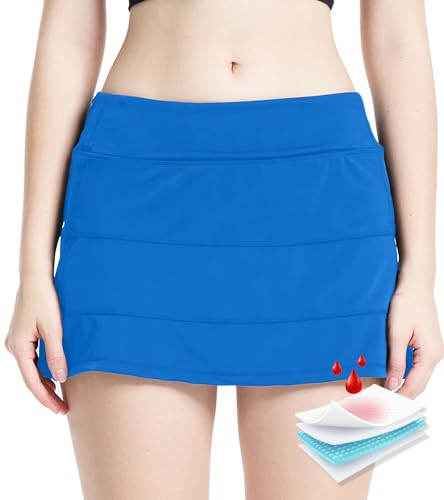 Jayloa Traje de baño Menstrual a Prueba de Fugas, Impermeable, con Bolsillo, para Mujeres, Adolescentes y niñas, Azul (Sparkle Blue), XXL