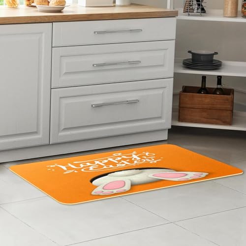 Tapis de cuisine absorbant avec lapin de Pâques lavable et antidérapant - 7