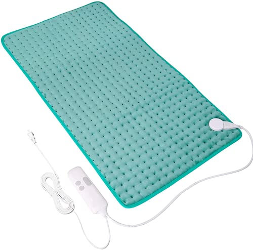 Heating Pads for Back Pain,18"x33" Large Electric Heating Pads with Auto Shut Off,6 Temperature Settings, Super-Soft, Fast Heating for Neck Back Shoulder Relief and Cramps-Green