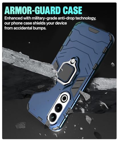 Image of WOW IMAGINE Shock Proof Back Case Mobile Cover for 1+ OnePlus Nord CE 4 5G | Back Cover Case (Tough Armor | Hybrid PC + TPU | Ring Holder & in-Built Kickstand | Blue)