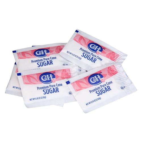 Image of C&H Premium Pure Cane Sugar Packets, 0.10 Ounce (2.8 Gram) NON-GMO Packets, Pack of 4800 in Dispenser Box