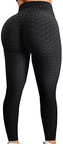 Fapreit Anti Cellulite Booty Lift Leggings Scrunch High Waist Yoga Pants Honeycomb Textured Ruched Tummy Control Tights