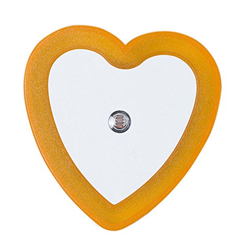 Preisvergleich Produktbild Nachtlicht Steckdose FeiliandaJJ Automatische Lichtsteuerung Sensor Wand LED Energiesparen Herzform Nachtlampe Kind Baby Zimmer (Gelb)