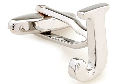 MRCUFF Letter J Monogram Initial Cufflinks with a Presentation Gift Box & Polishing Cloth (J)