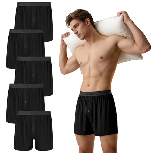 Consejos para Comprar Hombre en Boxer en Casa favoritos de las personas. 42 IGOLUMON Boxer Hombre, 5 Piezas Ropa Interior Hombre Transpirable Calzones de Hombre Anti-Olor Bambú Rayón Calzoncillos Hombre con Bragueta de Botón Boxers, para Trabajo a...