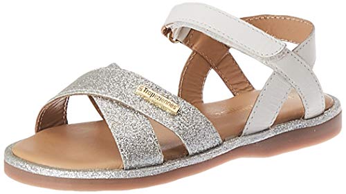 Les Tropziennes par M. Belarbi Ireva, Sandalias de Punta Descubierta para Nias, Blanco (Blanc 70), 25 EU