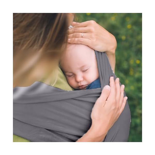 Pino Products Babytrage and Tragetuch für Neugeborene - Stressfreies für Kleinkinder - Perfekt Babystütze Ohne Binden - Leichtes und Elastisch Tragehilfe - Ergonomisch - Grau – Bild 7