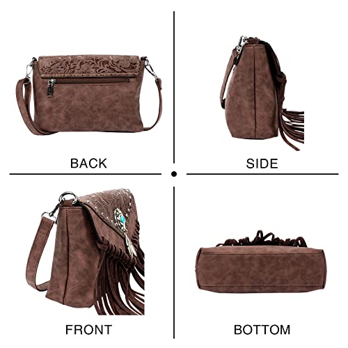 Small Crossbody Bags for Women Crossbody Handbag Fringe Purse Tassel Shoulder Bag Turquoise Concho Wallet4