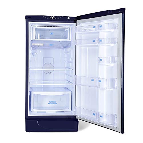 Image of Godrej 200 L 4 Star Inverter Direct-Cool Single Door Refrigerator with Jumbo Vegetable Tray (RD EDGE 215D 43 TAI GL BL, Glass Blue)- 2022 Model
