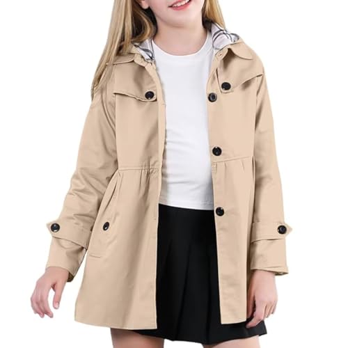 Girls' waterproof hooded windbreaker with waist cinching and puffy design, multi size fashionable jacket4