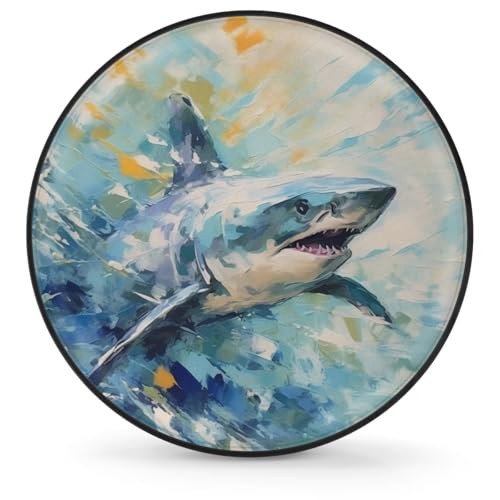 Image of Spare Tire Cover for RV Trailer, Ocean Shark Tire Covers Universal Fit for Travel Trailer Camper Jeep RV SUV Truck Waterproof Wheel Cover (17 inch for Diameter 31 inch - 33 inch),A-993