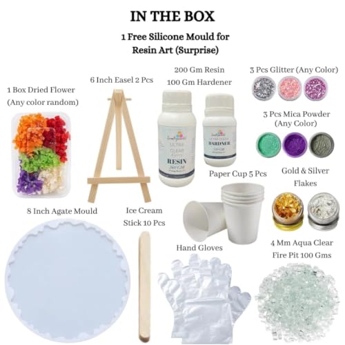 Image of ICRAFTYWORLD DIY Resin Kit Epoxy Resin Art Set Resin Agate Coaster Kit for Beginners with Pigment, Glitter, Wooden Easel & More 32 Items