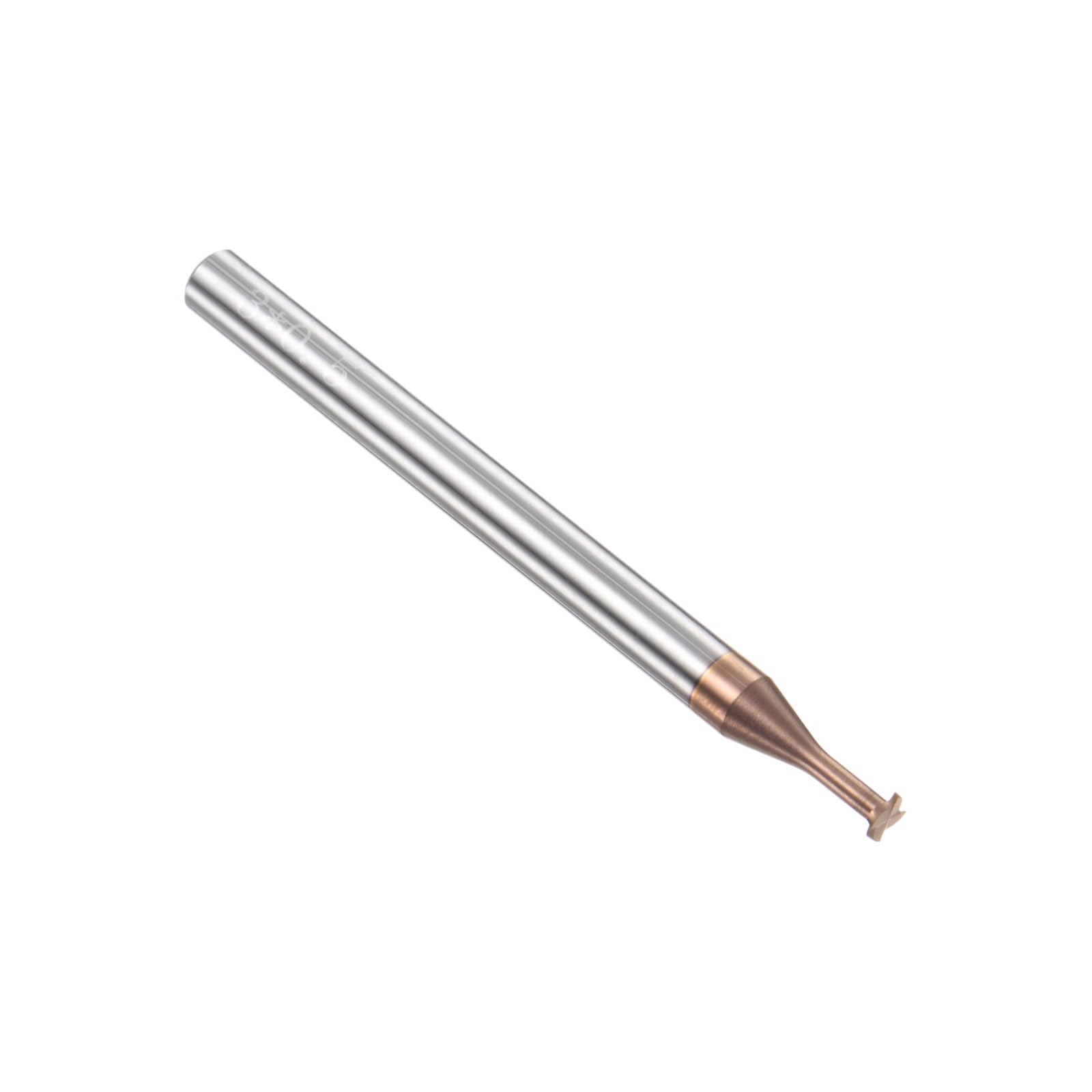 sourcing map T Fente Fin Fraisage Moulin Coupeur 3mm Coupe 0.5mm Profondeur 4mm Tige Solide Carbure Titane Revêtu 4 Flûtes pour Inox Acier Alliage