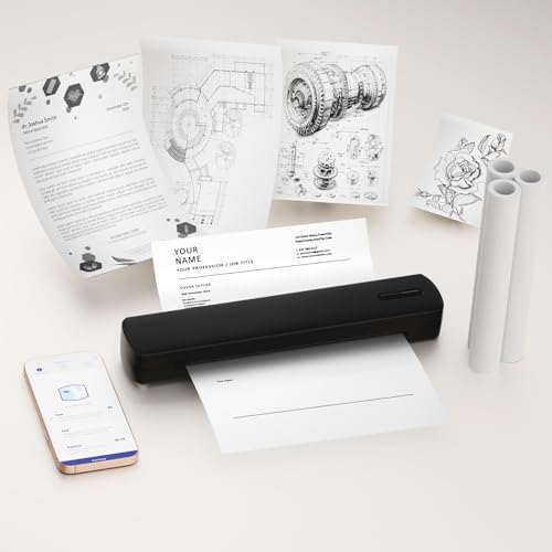 Image of Wireless Blue-Tooth Inkless Portable Thermal Printer: Supports 8.5'' x 11'' Letter /A4 /A5 Sizes, Perfect for Home and Office Compatible with Smartphone & PC