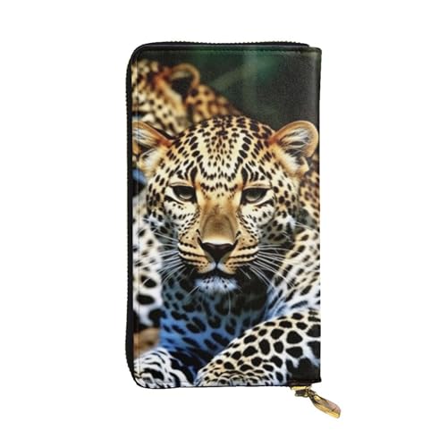 Porte-téléphone portefeuille léopard cuir avec porte-cartes de crédit zippé