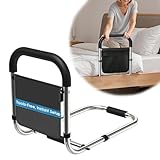 Eplinnest Bettgitter für die Sicherheit älterer Menschen und Erwachsene, Edelstahl, medizinische Bettstützstange, Mobilitätsassistent mit Aufbewahrungstasche und Befestigungsgurt, einfache