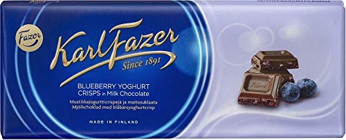 Karl Fazer Blueberry Yoghurt Crisps Milk Chocolate - Klassisch Finnisch Milchschokoladen Schokoladentafel 190g