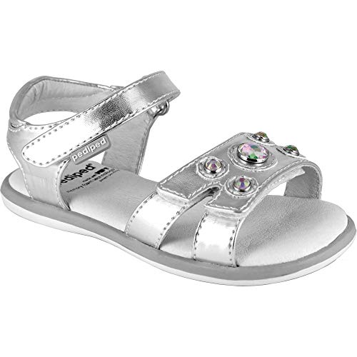 pediped Flex Wren Sandal (Toddler/Little Kid),Silver,23 EU (7 E US Toddler)