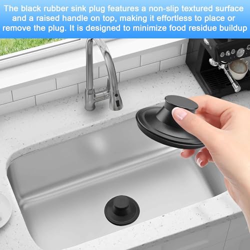 Tapones de desagüe de goma fuerte, paquete de 2 unidades, aptos para desagües estándar de 3,5 pulgadas y modelos InSinkErator STP/STPPL, para uso diario en fregaderos miniatura 2