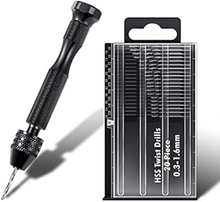 21 Pieces Pin Vise Set Include Pin Vise Hand Drill and 20 Pieces Mini Twist Drill Bits (0.3-1.6 mm) for DIY Wood Clay Resin Casting Molds Jewelry Pendant Making Supplies