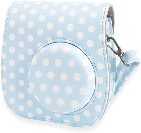 Camera Case for Fujifilm Instax Mini 9 Mini 8 Mini 8+ Instant Camera, Annle PU Leather Protective Case with Removable Strap (Blue Daisy A)