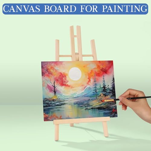 Image of Eduway Canvas Painting Kit - 8x10 Inch (20x25 Cms) Cotton Canvas Board with Watercolor Paints & Brushes | Ideal for Acrylic, Oil, Gouache & Watercolor | for Artists & Beginners