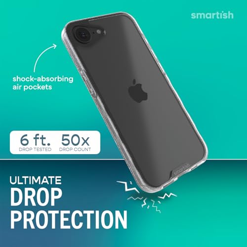 Image of Smartish iPhone 17e /16e Clear Case - Gripmunk [Lightweight + Protective] Anti-Yellowing Slim Case - Drop Tested Ultra Thin Grip Cover for Apple iPhone 17e /16e - Clearly Clear