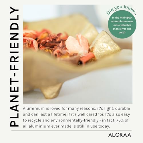 ALORAA Handmade Matte Gold Jewellery Bowl Elegant Aluminium Decorative Tray for Jewellery Keys Potpourri – Ethically Crafted in India – Durable Lightweight Gift Home Décor for Modern Interiors - Cosy Home Interiors ALORAA Handmade Matte Gold Jewellery Bowl Elegant Aluminium Decorative Tray for Jewellery Keys Potpourri – Ethically Crafted in India – Durable Lightweight Gift Home Décor for Modern Interiors - Image 3