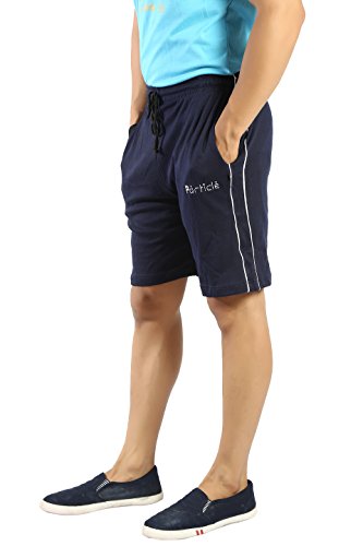 Image of Particle Men's Plus Size Bermuda Lounge Shorts | 230 GSM Ribbed Cotton | Half Pants with Twin Piping | Home, Walk, Travel & Casual Wear | XL to 5XL | Waist 34-52 Inch | 5 Colours