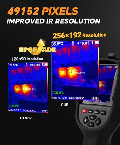 Image of Thermal Camera 640x480 Visual 256X192 IR Pixels Upgraded Thermal Imaging Camera Dual-Light Fusion,-4 to 1022F Handheld Thermal Imager,for HVAC Leak Detection,Car Maintenance