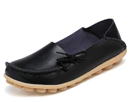 22 Colors Vintage Women Casual Shoes Genuine Leather Shoes Candy Color Flat Shoes Soft Comfortable Breathable Shoes Black