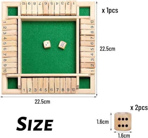 Image of Wooden Shut The Box Game for Kids & Adults | 4-Player Math Learning Board with Dice | Montessori Educational Toy | Wooden Number Flip Strategy Game | Family Board Game (Classic)