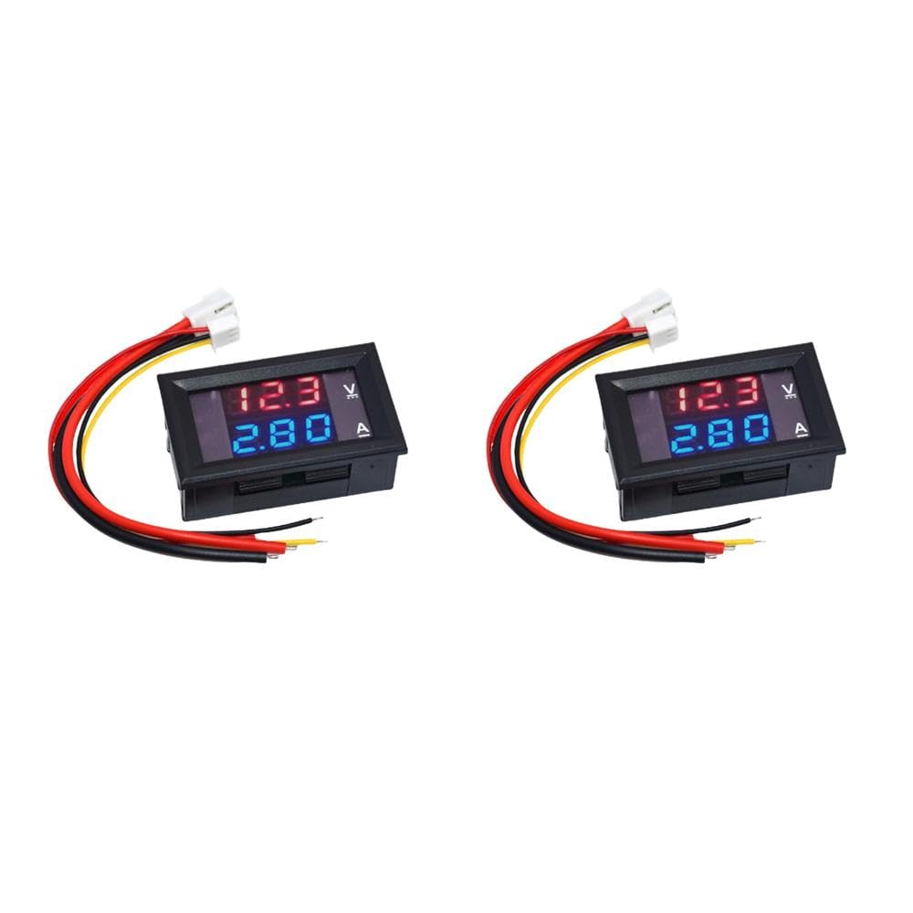 Voltmetro Amperometro 0,28" digitale LED, rilevatore di tensione doppio schermo, 50A DC 0-100V 1A-100A multimetro amperaggio misuratore, tester di corrente, cavi di collegamento 2